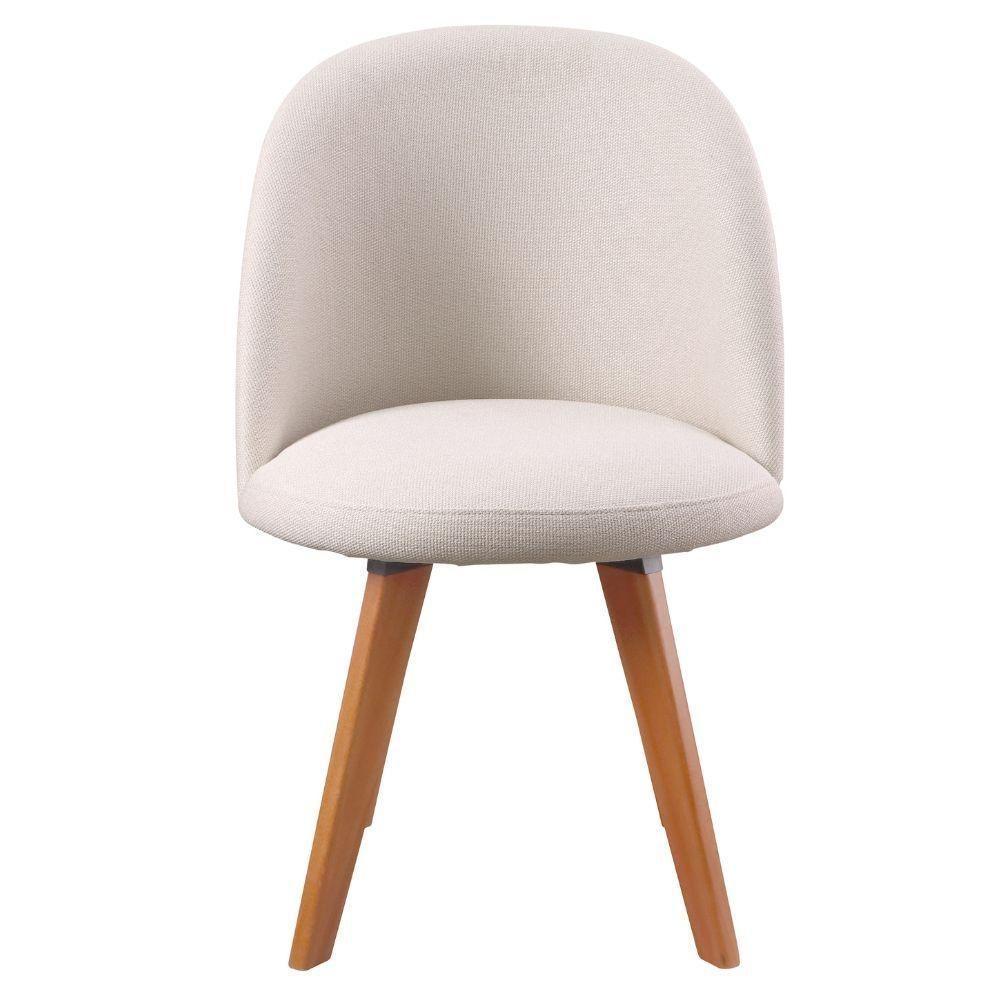 Cadeira Karine Linho Areia Com Base Fixa Em Madeira - 8