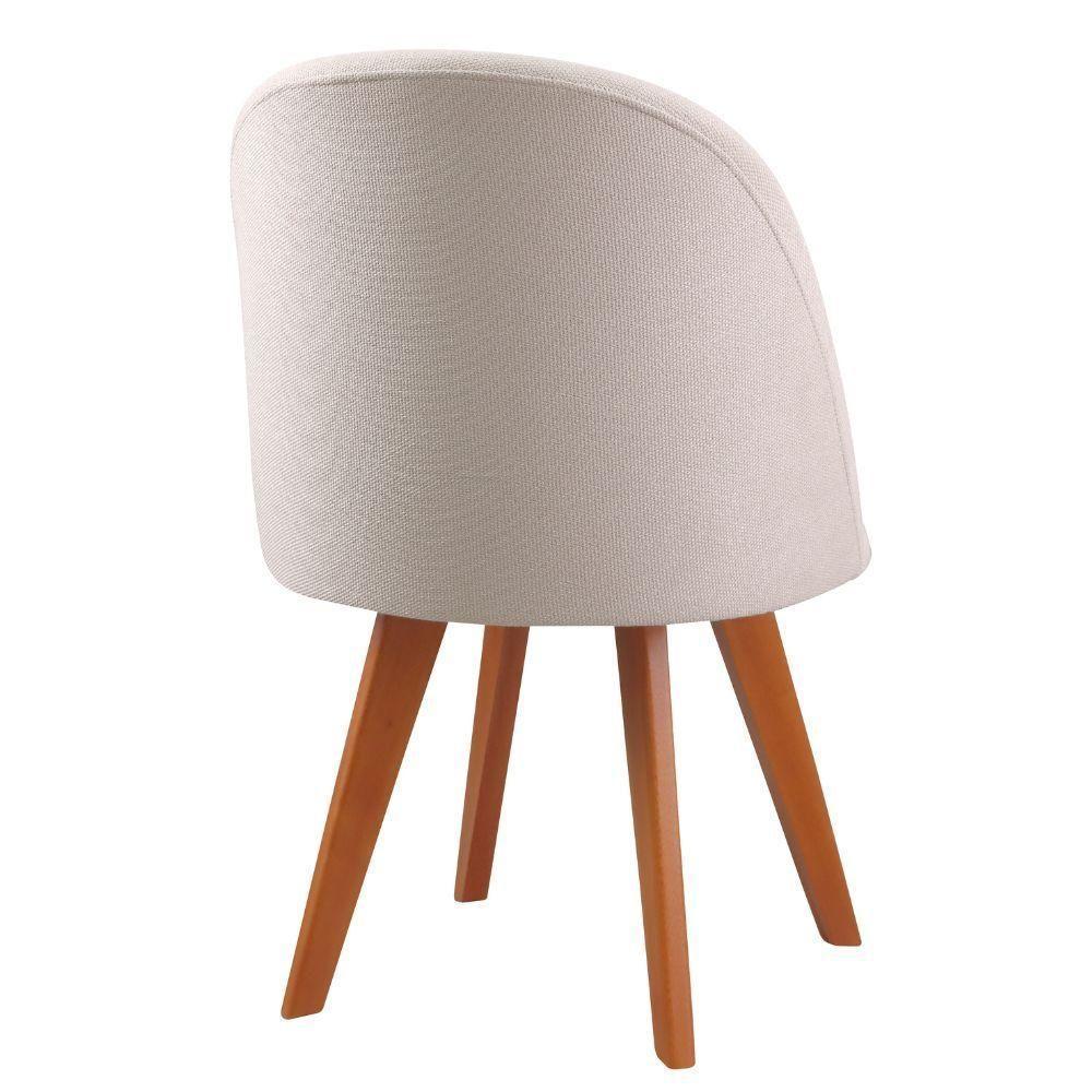 Cadeira Karine Linho Areia Com Base Fixa Em Madeira - 10