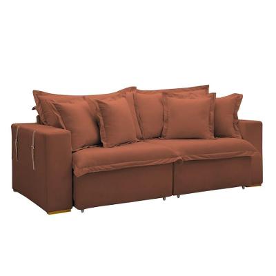 Sofá Cama Retrátil E Reclinável Arizona Boucle Terracota 2,20m
