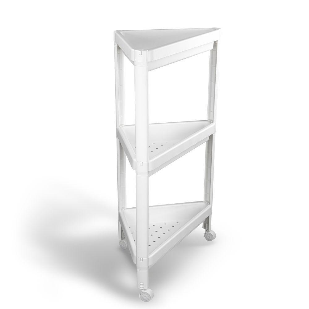 Estante Organizadora Triangular Plástica Multiuso Com 3 Prateleiras Branca Log Ordene - 1