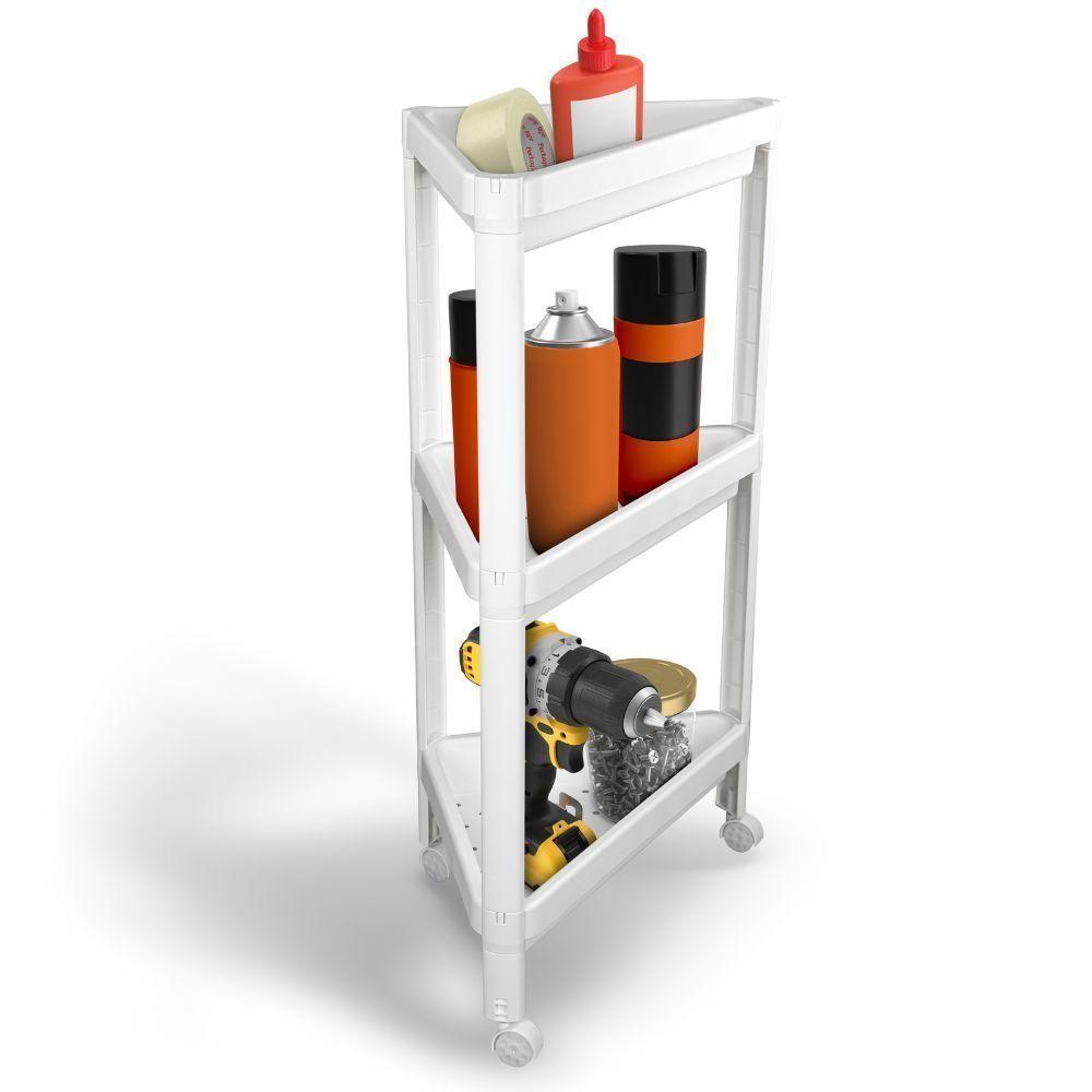 Estante Organizadora Triangular Plástica Multiuso Com 3 Prateleiras Branca Log Ordene - 2