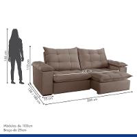 Sofá Retrátil E Reclinável Espanha Veludo Bege Escuro 2,50m - 3