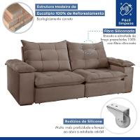 Sofá Retrátil E Reclinável Espanha Veludo Bege Escuro 2,50m - 5