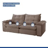 Sofá Retrátil E Reclinável Espanha Veludo Bege Escuro 2,50m - 7