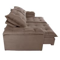 Sofá Retrátil E Reclinável Espanha Veludo Bege Escuro 2,50m - 9