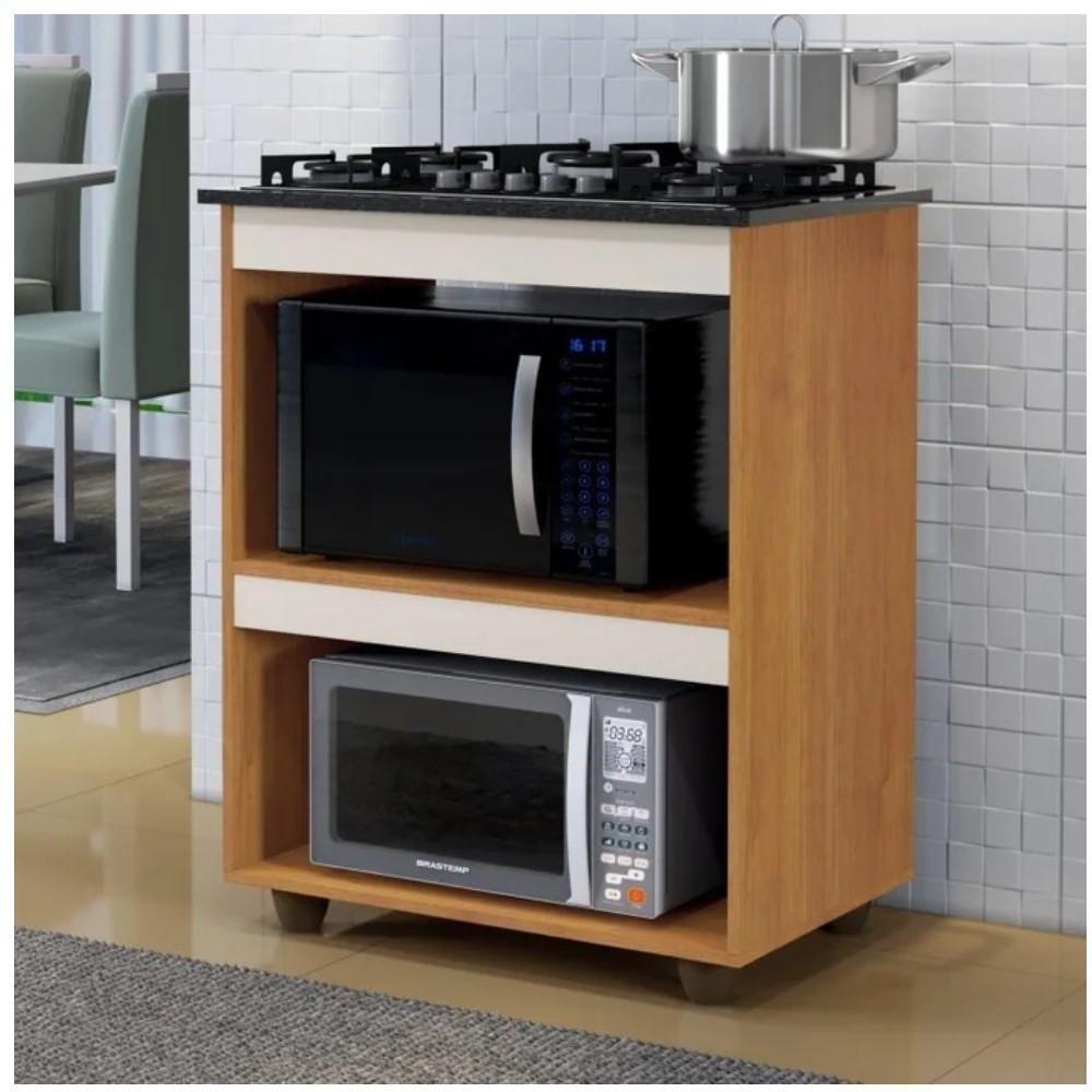 Conjunto Armário Aéreo 2 Portas E Balcão Para Cooktop 5 Bocas Nature Off White - 3