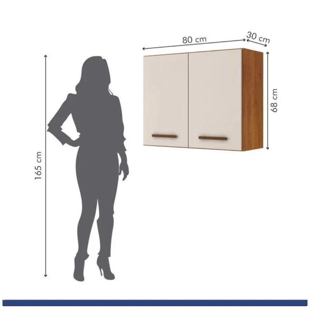 Conjunto Armário Aéreo 2 Portas E Balcão Para Cooktop 5 Bocas Nature Off White - 4