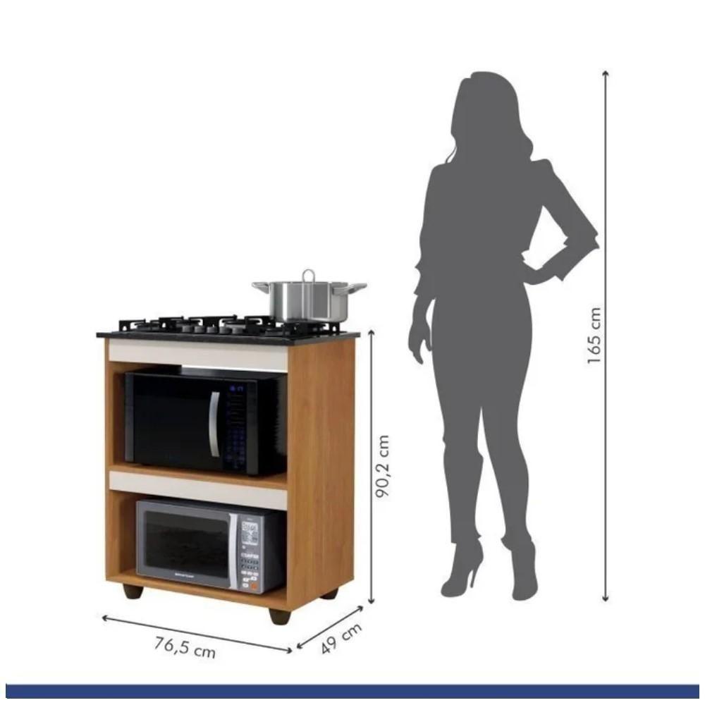 Conjunto Armário Aéreo 2 Portas E Balcão Para Cooktop 5 Bocas Nature Off White - 5