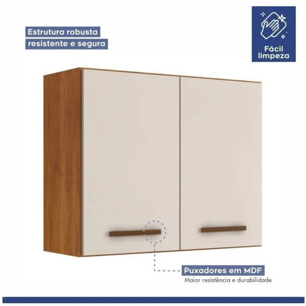 Conjunto Armário Aéreo 2 Portas E Balcão Para Cooktop 5 Bocas Nature Off White - 7