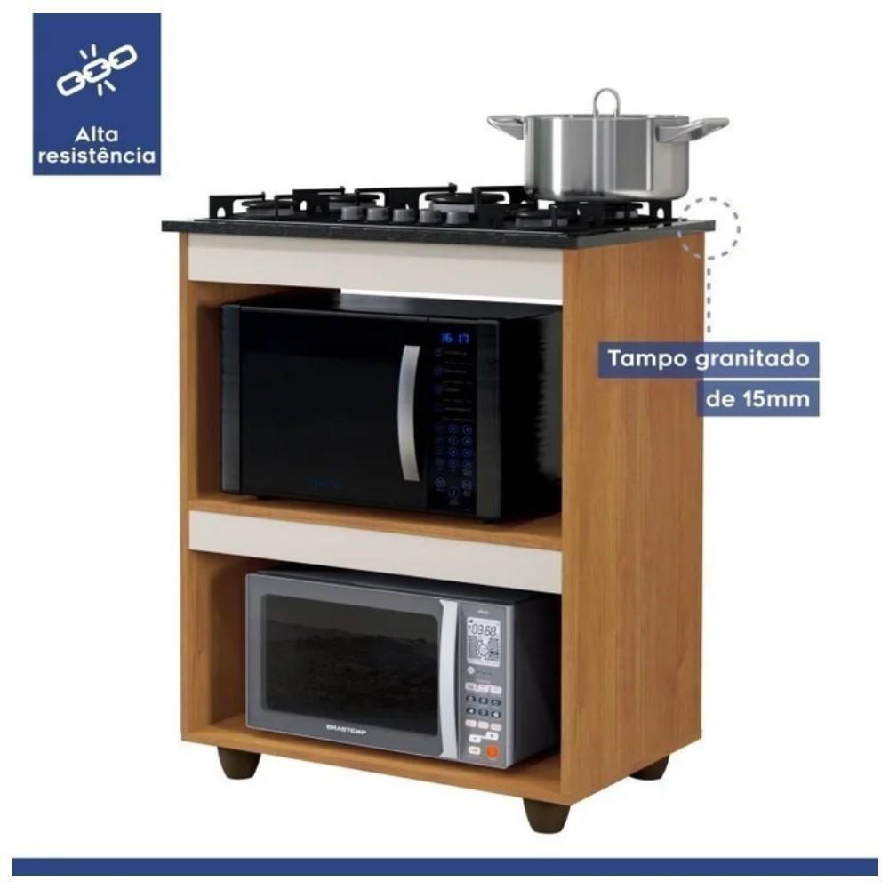 Conjunto Armário Aéreo 2 Portas E Balcão Para Cooktop 5 Bocas Nature Off White - 9