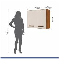 Conjunto Armário Aéreo 2 Portas E Balcão Para Cooktop 5 Bocas Nature Off White