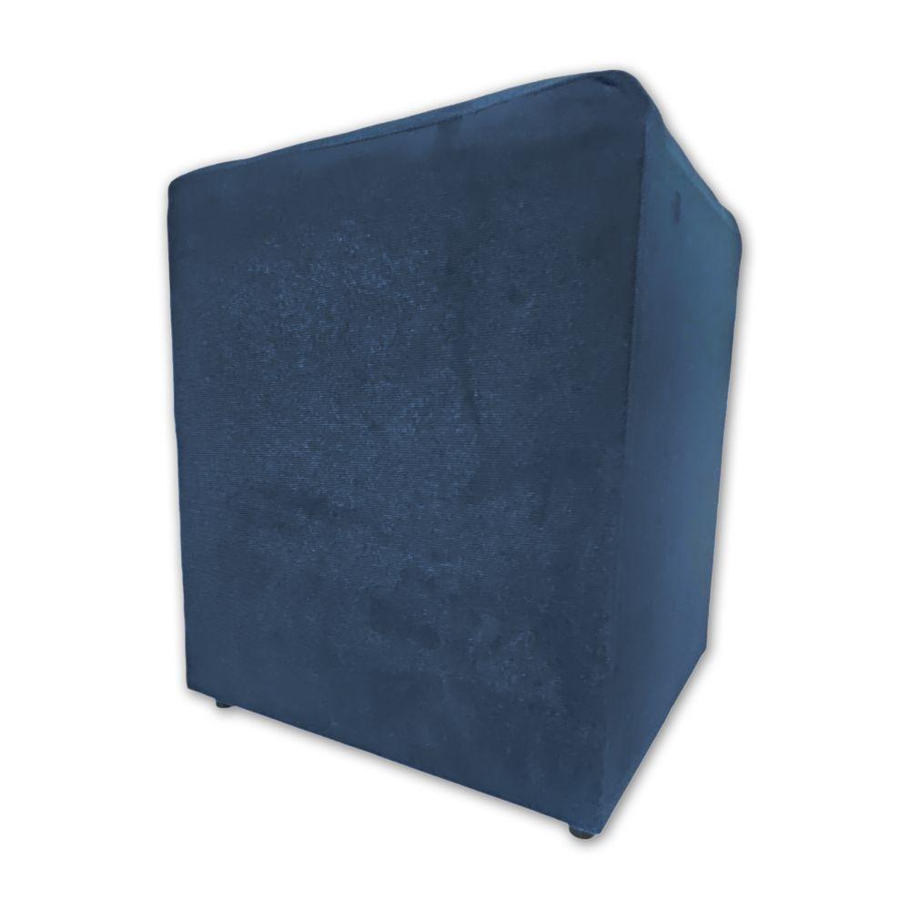 Mini Puff Banqueta Quadrado Cubo Decorativo Courino e Suede Azul Marinho Suede - 2