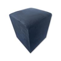 Mini Puff Banqueta Quadrado Cubo Decorativo Courino e Suede Azul Marinho Suede - 1