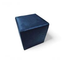 Mini Puff Banqueta Quadrado Cubo Decorativo Courino e Suede Azul Marinho Suede - 3