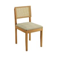 Conjunto 2 Cadeiras De Jantar Jade 03 Em Madeira Maciça Jcm E Encosto Rattan E Linho Bege - 2