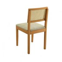 Conjunto 2 Cadeiras De Jantar Jade 03 Em Madeira Maciça Jcm E Encosto Rattan E Linho Bege - 5