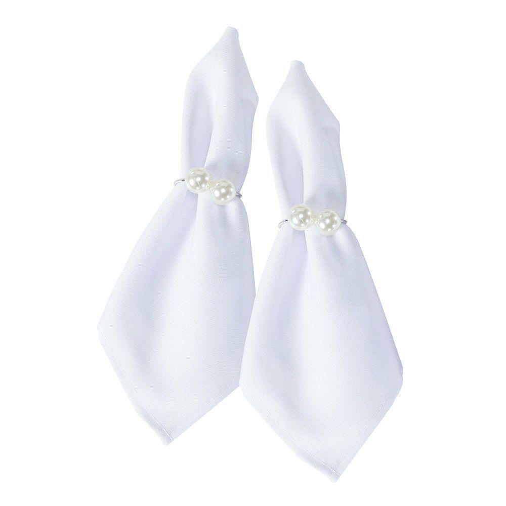 Kit 4 Anéis Para Guardanapos 4cm X 3cm Pérola Duplo Grande Prata - 3