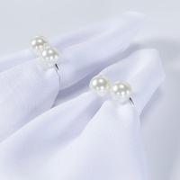 Kit 4 Anéis Para Guardanapos 4cm X 3cm Pérola Duplo Grande Prata - 2