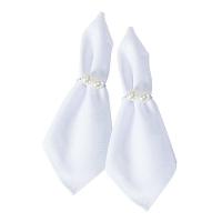 Kit 4 Anéis Para Guardanapos 4cm X 3cm Pérola Duplo Grande Prata - 3