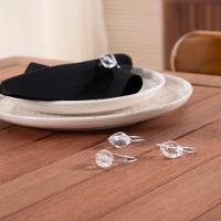 Kit 4 Anéis Para Guardanapos 4cm X 3cm Cristalino Argola Decoração Prata - 5