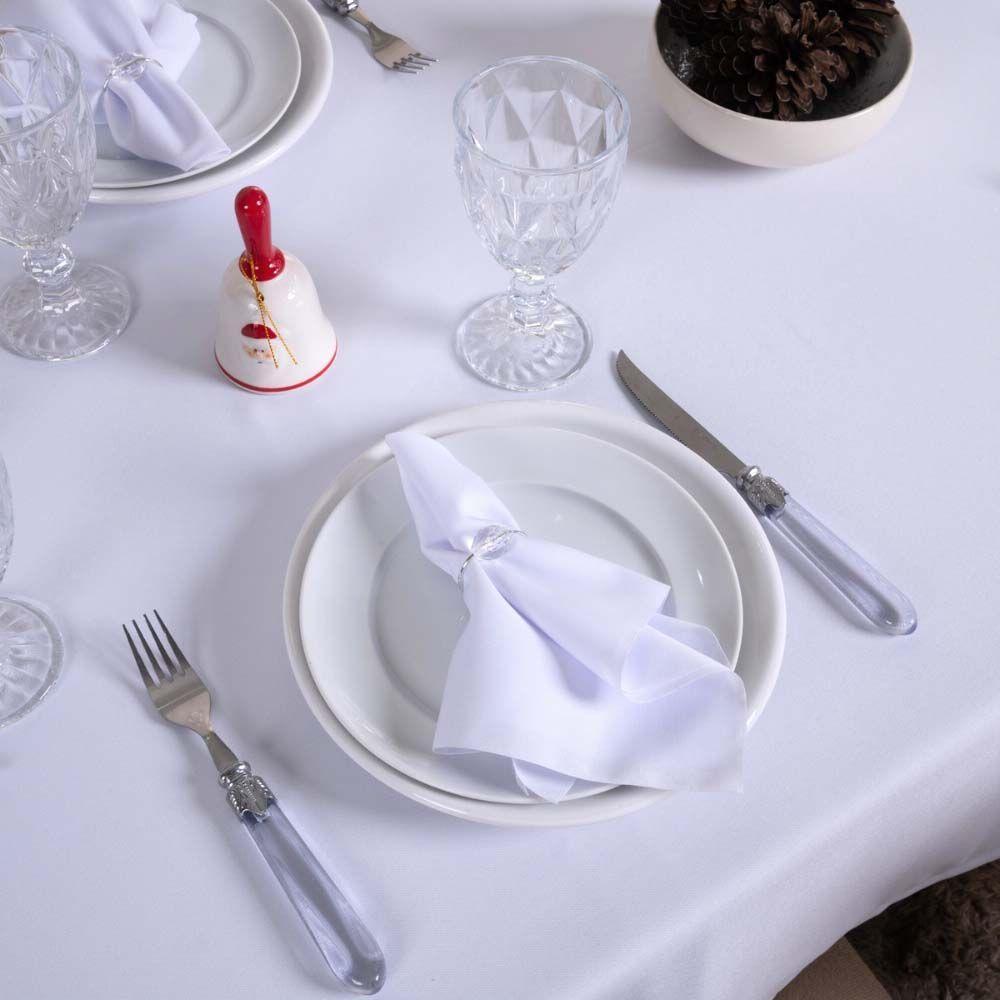 Toalha De Mesa Basic Lisa Oxford Decoração 1,45m X 1,40m Para 4 Lugares Branco 100% Poliéster - 4