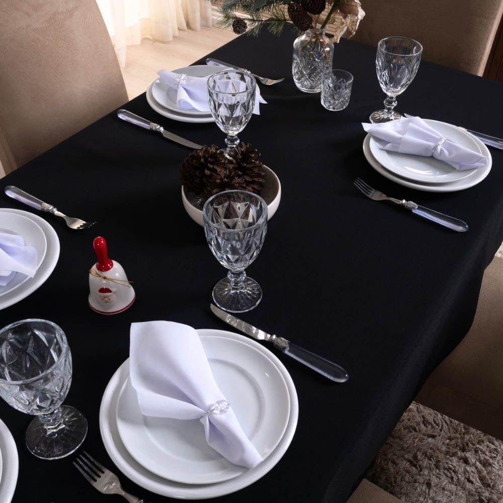 Toalha De Mesa Basic Lisa Oxford Decoração 1,45m X 1,40m Para 4 Lugares Preto 100% Poliéster - 2