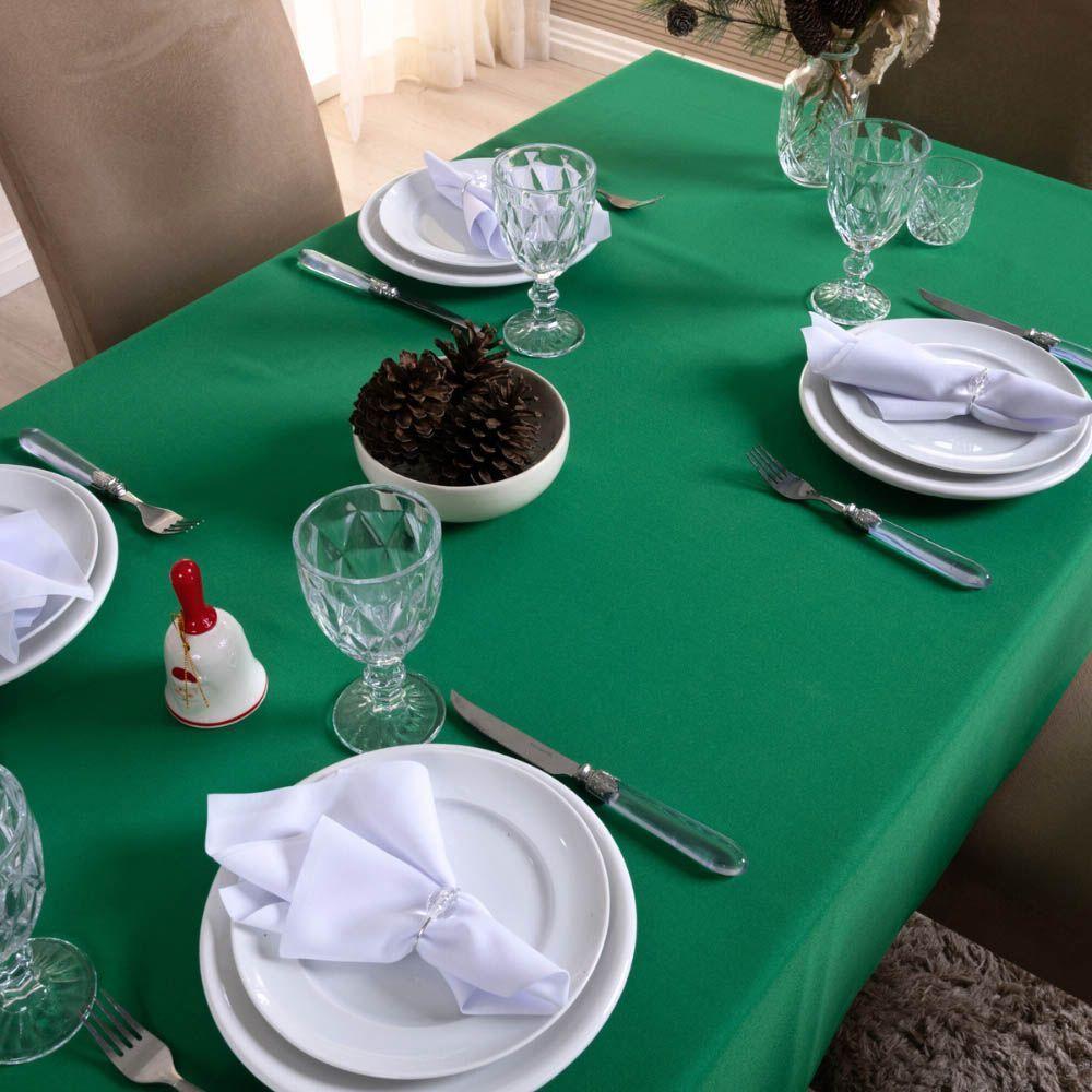 Toalha De Mesa Basic Lisa Oxford Decoração 2,00m X 1,40m Para 6 Lugares Verde 100% Poliéster - 1