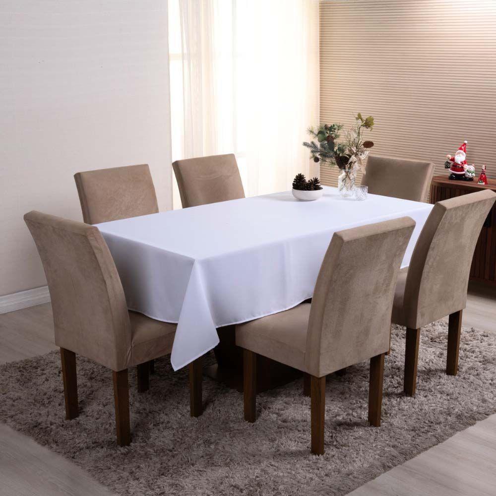 Toalha De Mesa Basic Lisa Oxford Decoração 2,00m X 1,40m Para 6 Lugares Branco 100% Poliéster - 2