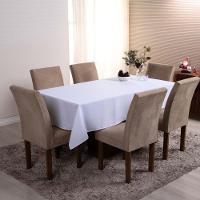Toalha De Mesa Basic Lisa Oxford Decoração 2,00m X 1,40m Para 6 Lugares Branco 100% Poliéster - 2