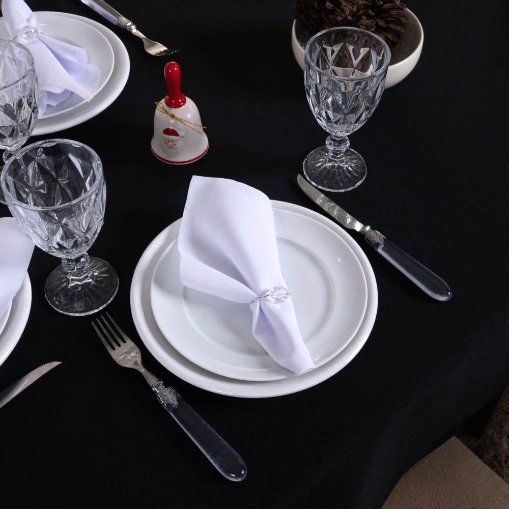 Toalha De Mesa Basic Lisa Oxford Decoração 3,00m X 1,40m Para 10 Lugares Preto 100% Poliéster - 3
