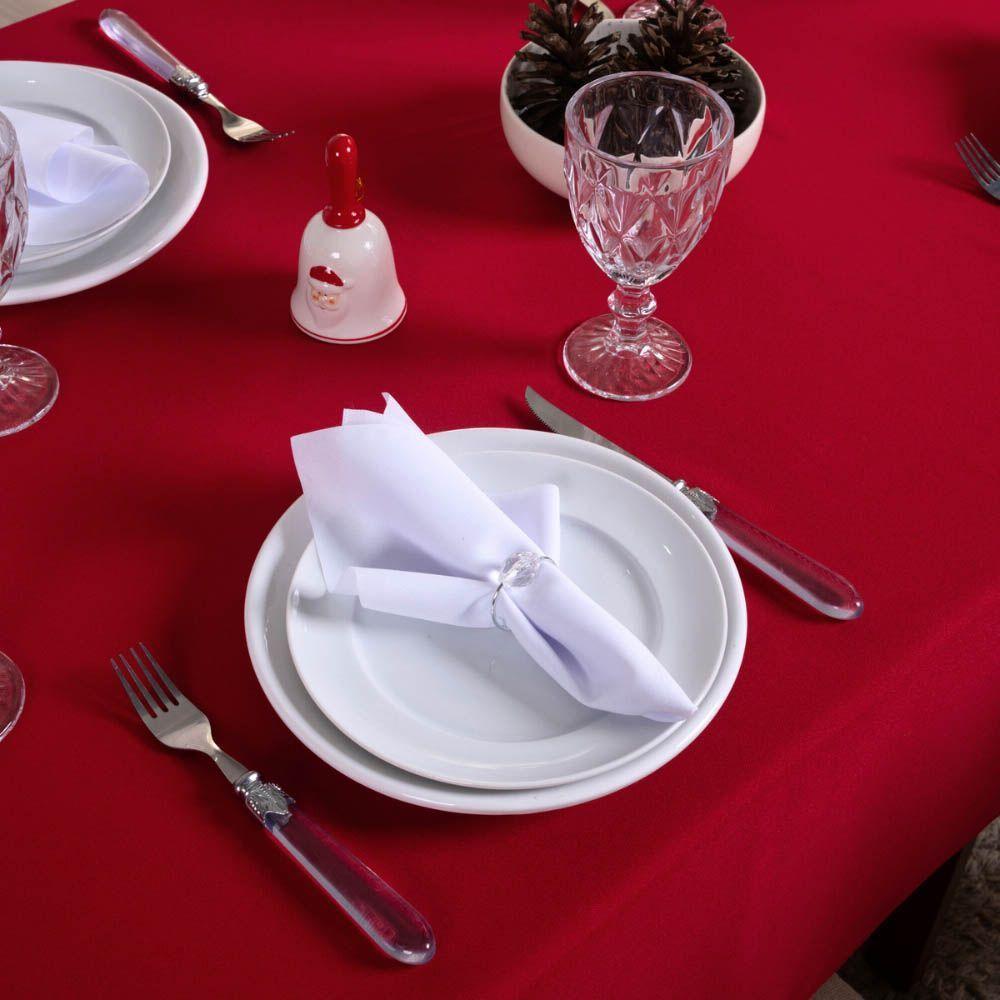 Toalha De Mesa Basic Lisa Oxford Decoração 2,00m X 1,40m Para 6 Lugares Vermelho 100% Poliéster - 3