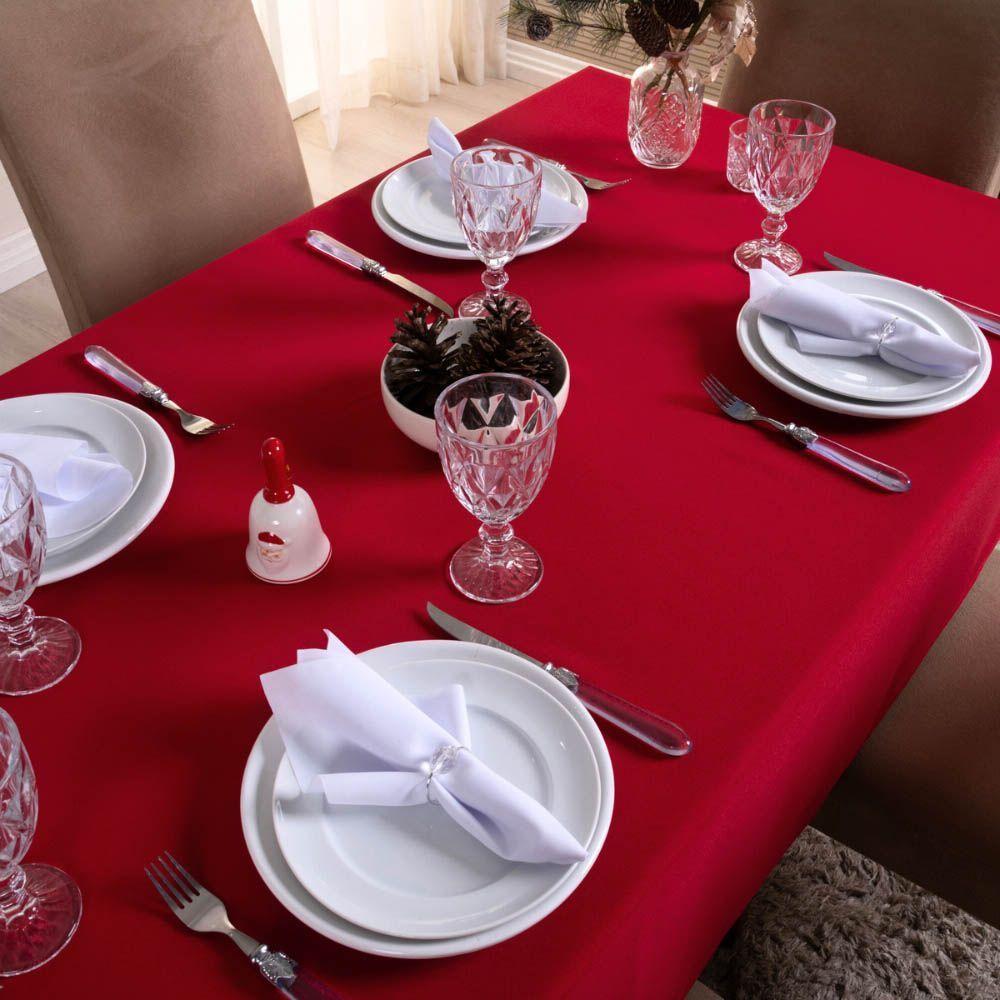 Toalha De Mesa Basic Lisa Oxford Decoração 3,00m X 1,40m Para 10 Lugares Vermelho 100% Poliéster - 1