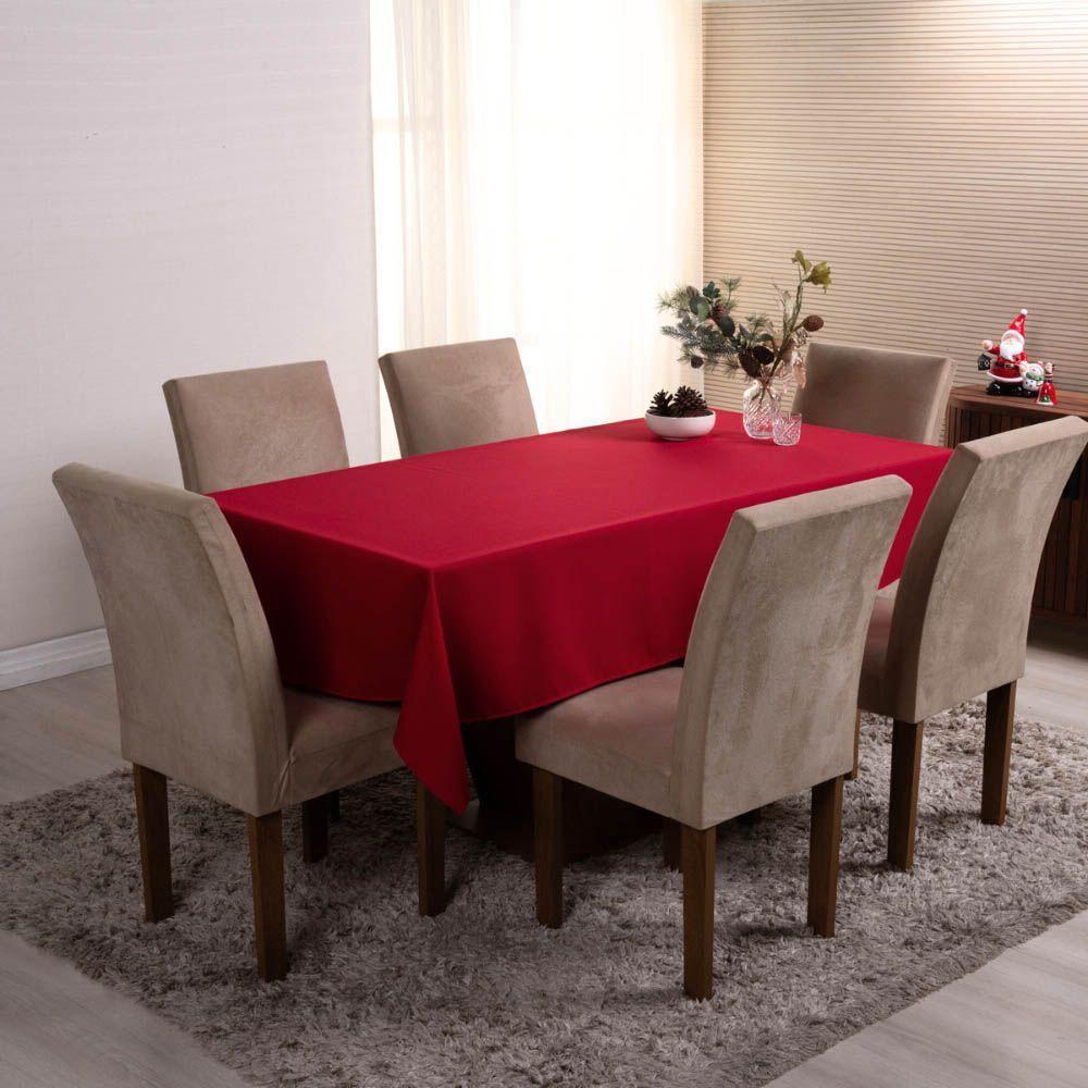 Toalha De Mesa Basic Lisa Oxford Decoração 3,00m X 1,40m Para 10 Lugares Vermelho 100% Poliéster - 2
