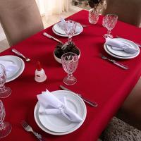 Toalha De Mesa Basic Lisa Oxford Decoração 3,00m X 1,40m Para 10 Lugares Vermelho 100% Poliéster - 1
