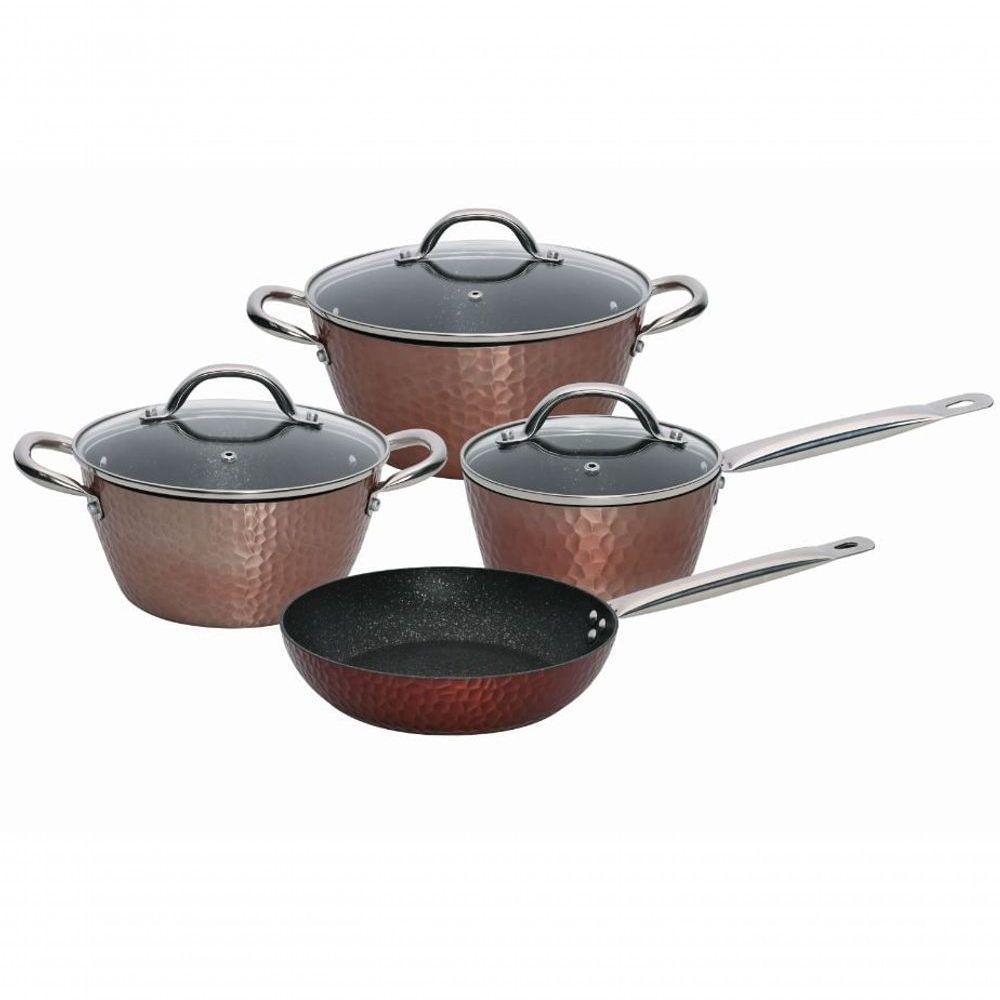Jogo 4 Panelas Bronce Cook Alumínio Martelado Mimo Style - 1