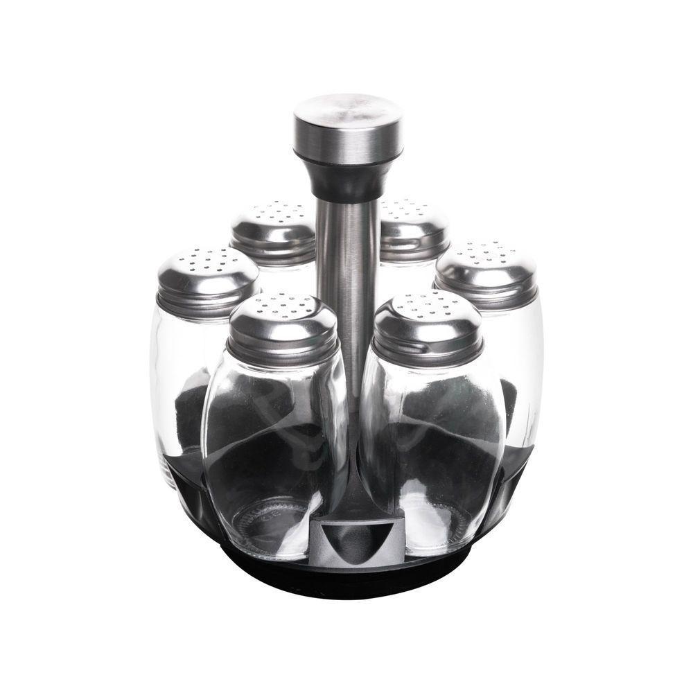 Conjunto 7 Peças Com 6 Porta Temperos De Vidro E Suporte Giratório 16cm X 16cm X 17,5cm 220029 - 1