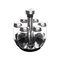 Conjunto 7 Peças Com 6 Porta Temperos De Vidro E Suporte Giratório 16cm X 16cm X 17,5cm 220029 - 1