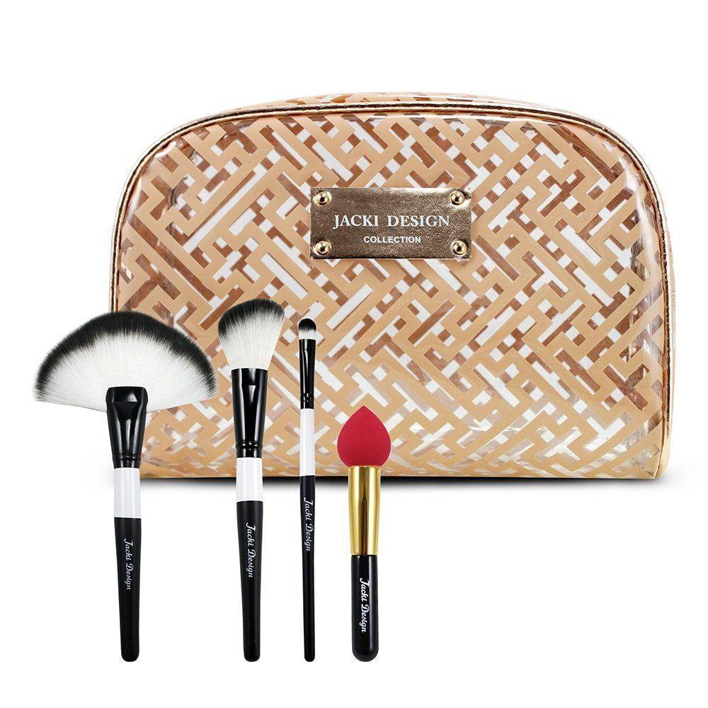 Kit Necessaire, Pincel Profissional 3pcs, Pincel Esponja Dourado - 1