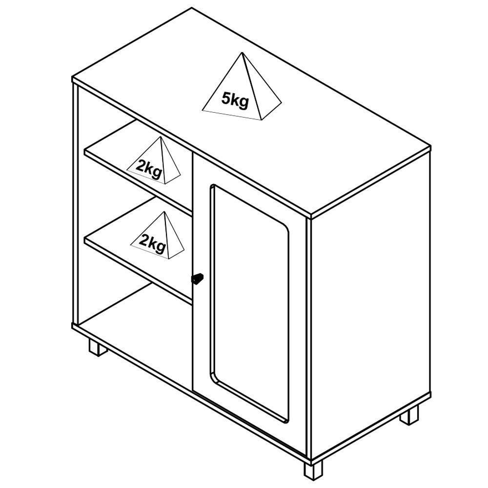 Buffet Aparador 1 Porta 80 Cm 4535 Carvalho Menta Arly - 5