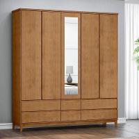 Guarda Roupa 5 Portas 6 Gavetas Espelho Mdf 200 Cm 2814 Freijo Milani Store - 6