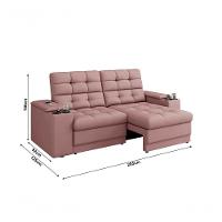 Sofá Confort Premium 2,05m Assento Retrátil/reclinável Porta Copos E Usb Suede Nude - Xflex Sofas - 2