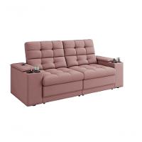 Sofá Confort Premium 1,70m Assento Retrátil/reclinável Porta Copos E Usb Suede Nude - Xflex Sofas - 4