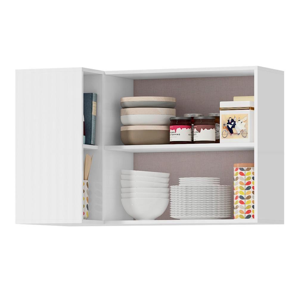 Armario Aereo Canto Reto 98 Cm Mdp Glor Agl03 Castanho Mxm Branco Neve - 2