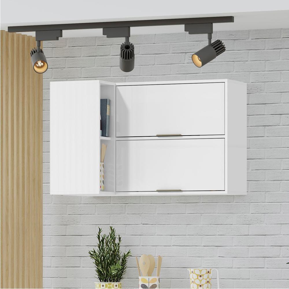 Armario Aereo Canto Reto 98 Cm Mdp Glor Agl03 Castanho Mxm Branco Neve - 6