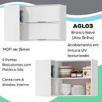 Armario Aereo Canto Reto 98 Cm Mdp Glor Agl03 Castanho Mxm Branco Neve - 5