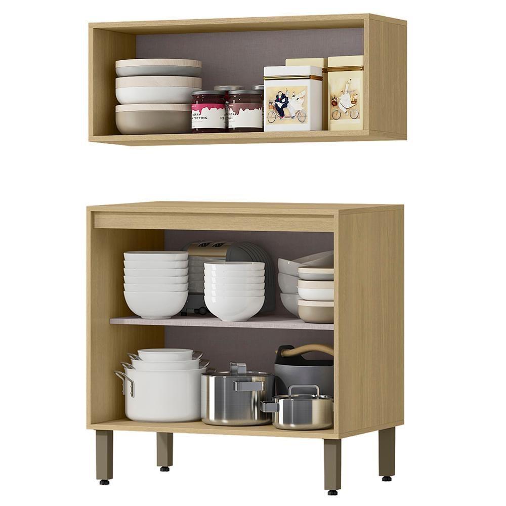 Armario Aereo E Balcao 80 Cm Glor Abgl01 Castanho Off White Mxm - 2