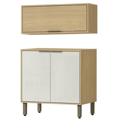 Armario Aereo E Balcao 80 Cm Glor Abgl01 Castanho Off White Mxm