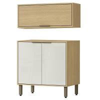 Armario Aereo E Balcao 80 Cm Glor Abgl01 Castanho Off White Mxm - 1