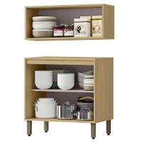 Armario Aereo E Balcao 80 Cm Glor Abgl01 Castanho Off White Mxm - 2