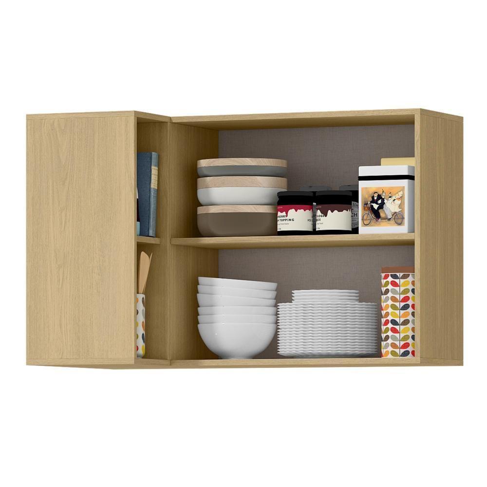 Armario Aereo Canto Reto 98 Cm Mdp Glor Agl03 Branco Neve Mxm Castanho - 5